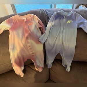 Nike Baby Girl Tie-Dye Fleece Footed Sleepers Bundle
